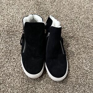 Steve Madden Black Suede Sneakers with White Soles
